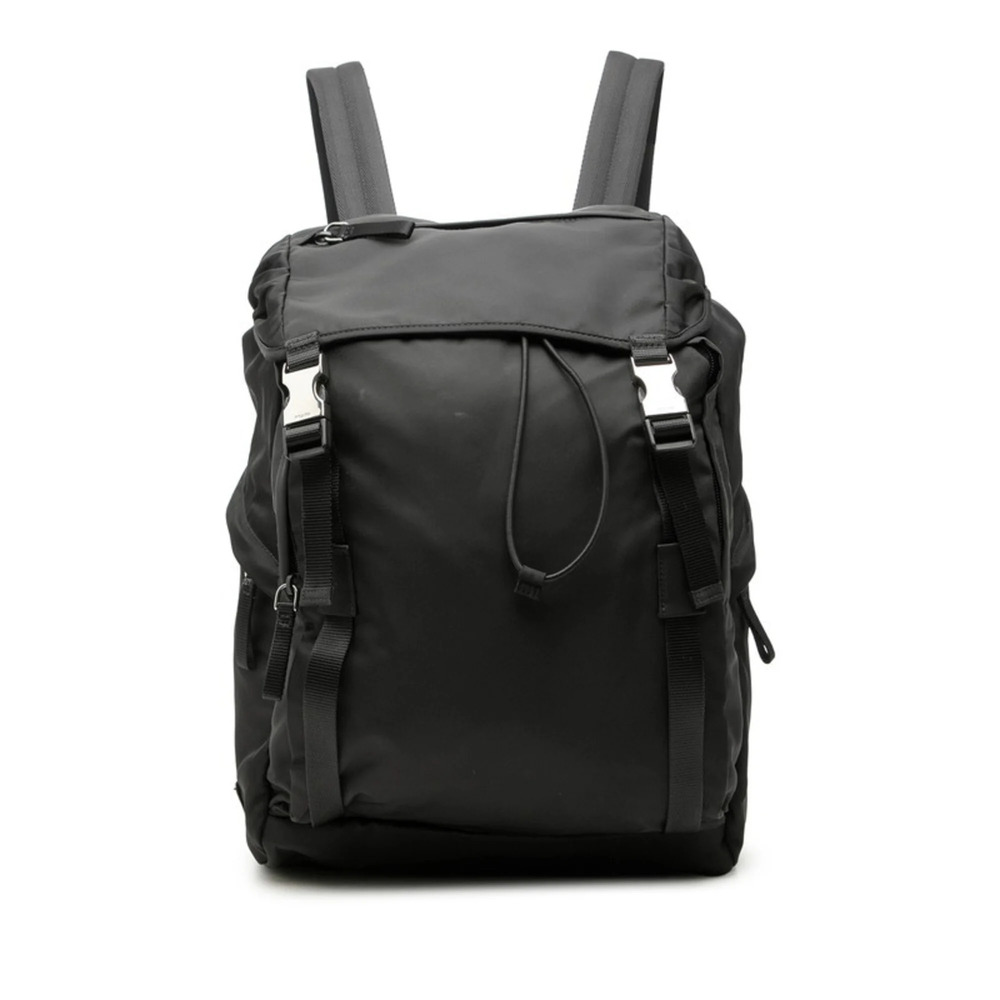 Prada Triangle Logo Plate Backpack 2VZ062 Black Nylon Women's PRADA